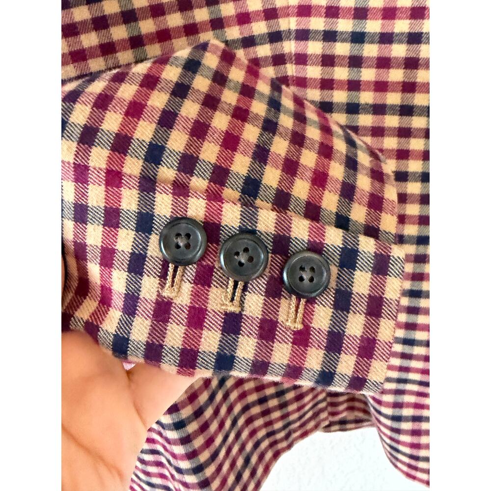 Merona Women's Burgundy & Brown Gingham Check Button Up Collared Blazer Sz 6 - Picture 5 of 7